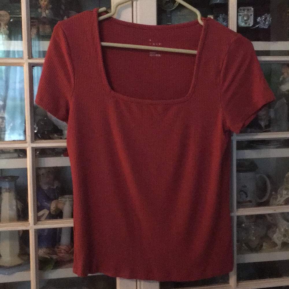 Dusty rose short sleeved top.
